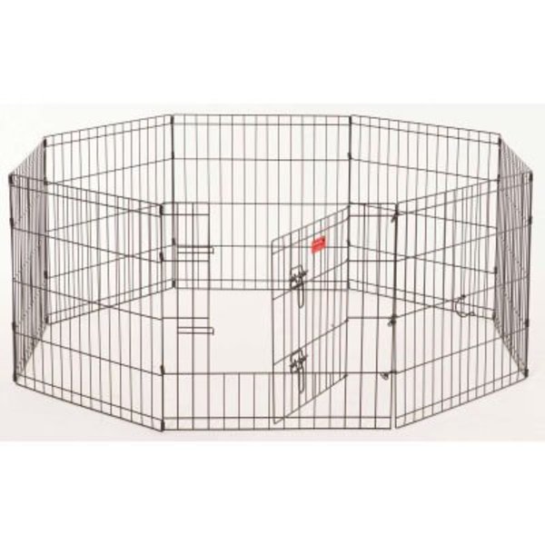 Jewett Cameron Companies Lucky Dog Heavy Duty Dog Exercise Pen With Stakes 24"W x 24"H, Black ZW 11624